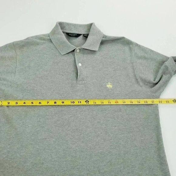Brooks Brothers Sport Small Men's Gray Yellow Embroidered Logo Short Sleeve Polo - Picture 2 of 7